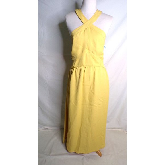 🆕REISS Orla Halter Midi Dress Yellow 10 - Picture 9 of 15